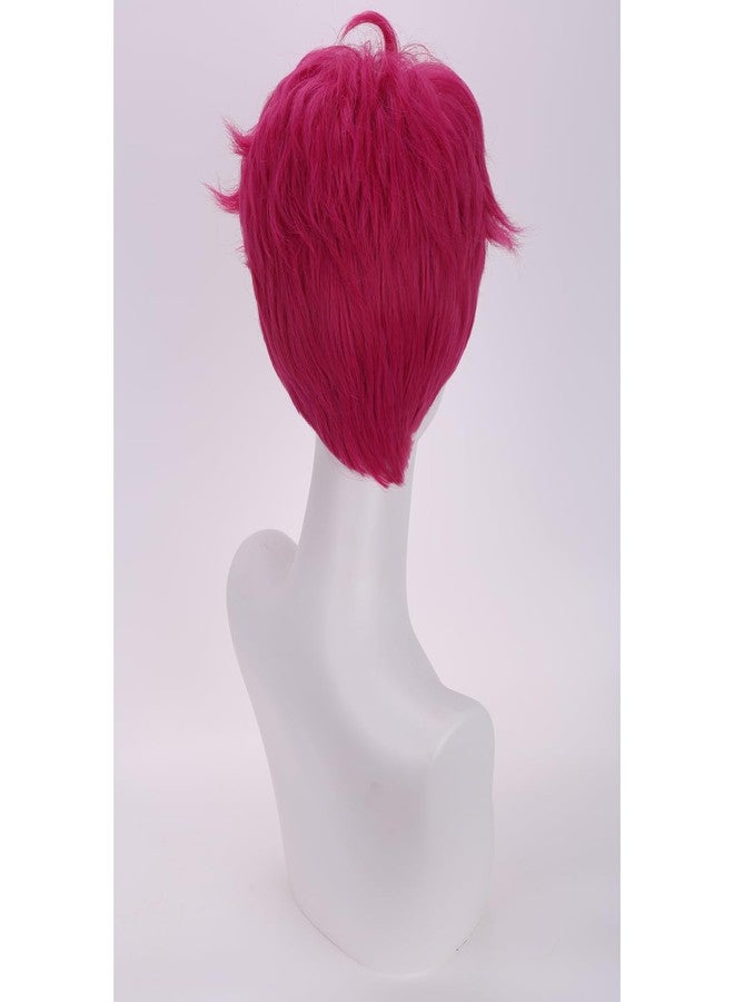 MAGQOO Boy Hot Pink Wig Men Short Straight Fluffy Hot Pink Wig Cartoon Movie Halloween Cosplay Costume Animie Wigs - Image 4